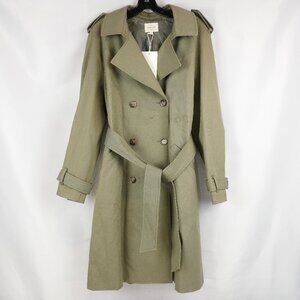 Sezane Scott Trench Coat With Tie Belt In Kaki Green - Women's Size US 10